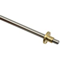 ReliaBot Tornillo de plomo T8 Tr8x2 de 150 mm y tuerca de latón (rosca Acme- paso de 2 mm- 1 arranque- 2 mm de conducto…